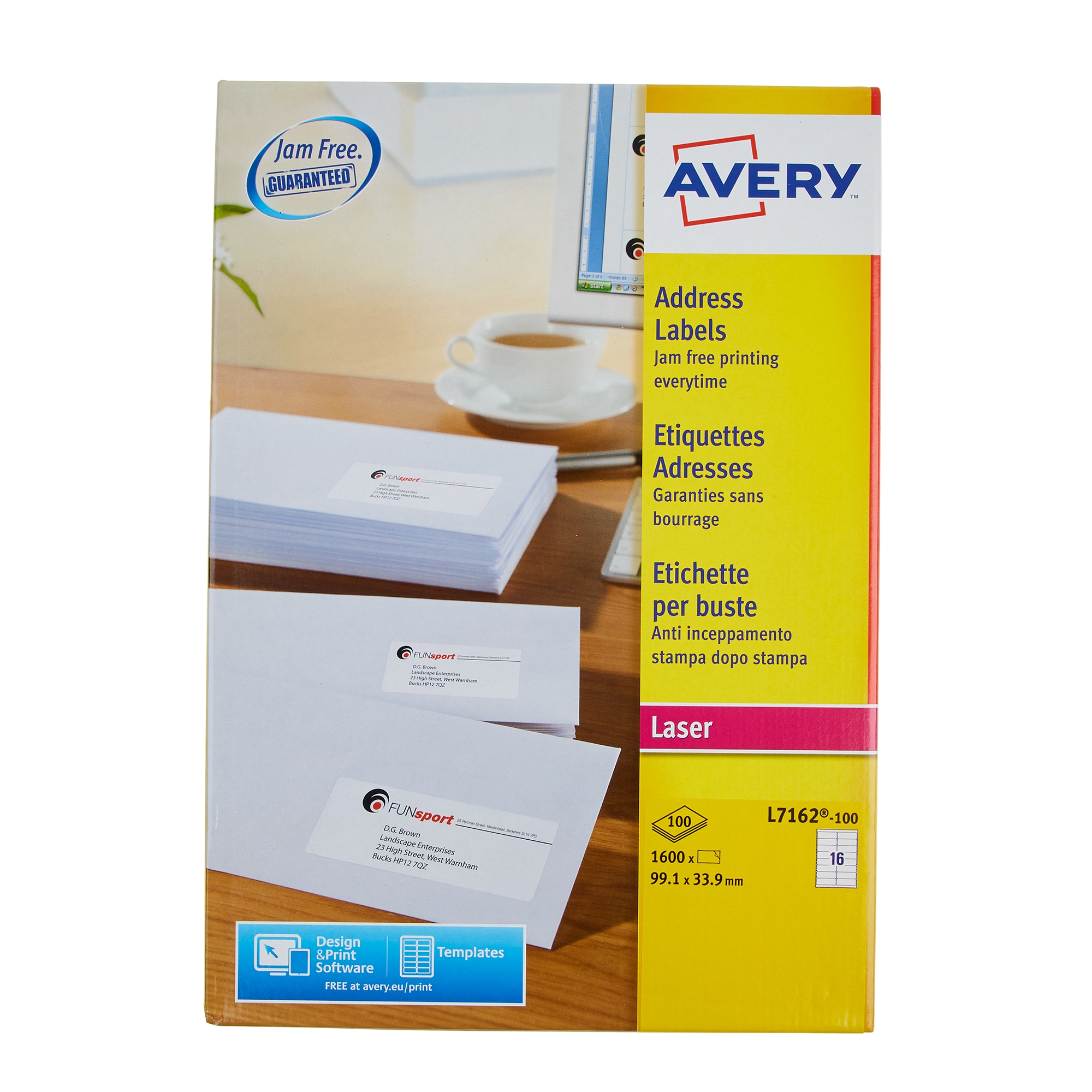 White Avery Jam-Free Quick PEEL Labels - Box of 100